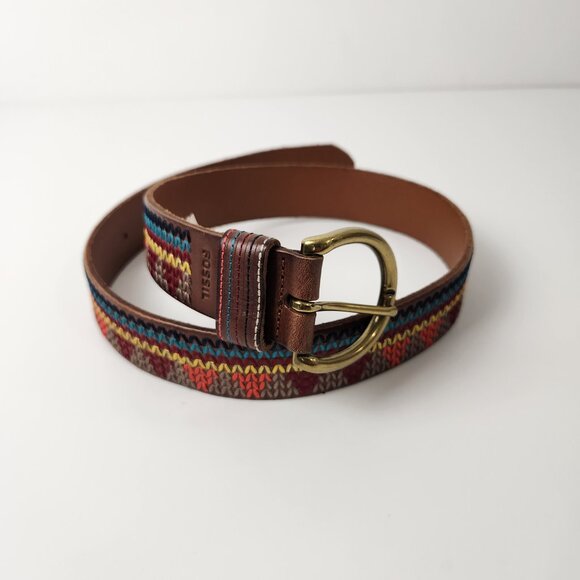 Fossil Belt Womens S Brown Southwest Embroidered Boho Western Cowgirl Rustic - Picture 10 of 10